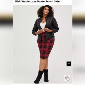 Torrid Red and Black Pencil Midi Skirt for Work